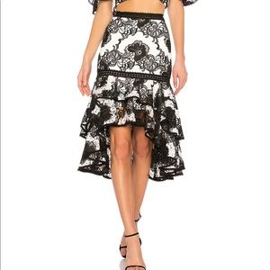 ALEXIS black & white lace fitted skirt